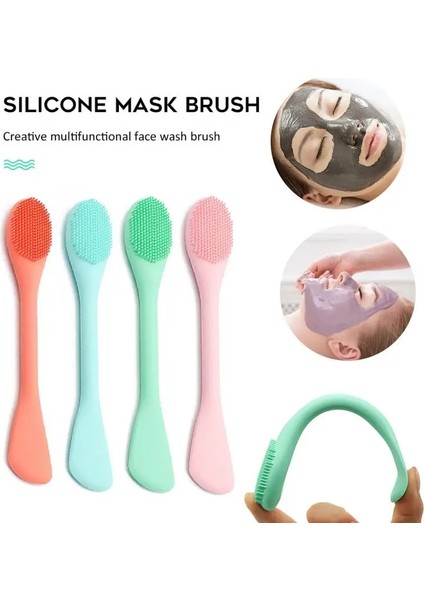 Pembe Tarzı Yüz Yıkama Fırçası Gözenek Temizleyici Cilt Bakımı Aracı Losyon Nemlendirici Jel Maske Çift Uçlu Silikon Maske Fırça Aplikatör Masaj (Yurt Dışından) indirimleri
