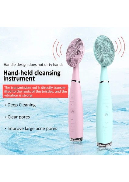 Mavi Stil Şarj Edilebilir Ultrasolicone Elektrikli Yüz Temizleme Fırçası Sonic Yüz Temizleyici Temizleme Cilt Mini Yıkama Masaj Fırçası (Yurt Dışından) modelleri
