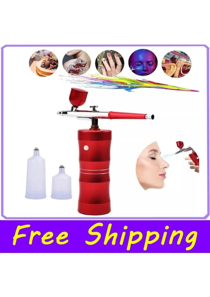 Kırmızı Stil Oksijen Enjektör Mini Hava Kompresörü Kiti Airbrush Boya Airbrush Püskürtme Tabancası Tırnak Sanat Dövme Zanaat Kek Nemlendirici Püskürtücü (Yurt Dışından) indirimleri