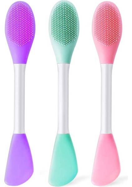 Kırmızı Stil Çift Uçlu Silikon Maske Fırçası Smear Tipi Çamur Yıkama Siyah Nokta Fırçası Yüz Temizleme Fırçası Silikon Yüz Scrubber (Yurt Dışından)