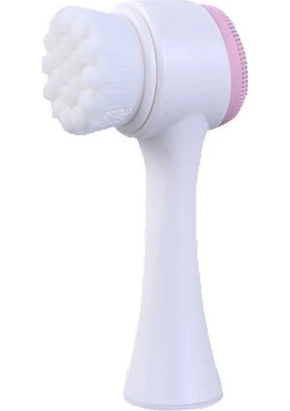 Pembe Tarzı Çift Taraflı Silika Jel Temizleme Fırçası Yumuşak Fiber Temizleme Fırçası Taşınabilir Yüz Masajı Cilt Bakımı Aracı (Yurt Dışından)