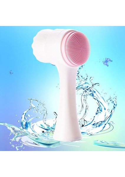 Pembe Tarzı Çift Taraflı Silika Jel Temizleme Fırçası Yumuşak Fiber Temizleme Fırçası Taşınabilir Yüz Masajı Cilt Bakımı Aracı (Yurt Dışından) fiyatları