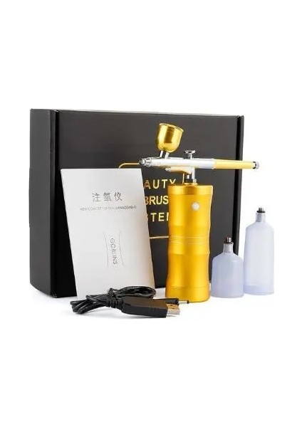 Mor Tarzı Taşınabilir Mini Airbrush Yüz Su Oksijenasyon Makinesi Nano Sprey Yüz Nemlendirici Gençleştirme Tırnak Dövme Zanaat Kek (Yurt Dışından)
