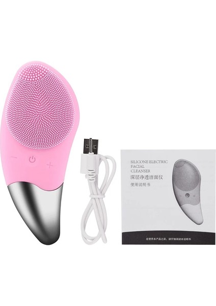 Pembe Tarzı Mini Elektrikli Yüz Temizleme Fırçası Silikon Sonic Yüz Temizleyici Derin Gözenek Temizleme Cilt Yüz Temizleme Fırçası Cihazı USB Şarj (Yurt Dışından)