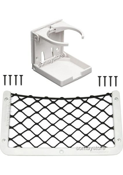 Tekne Seti 1 Adet Katlanır Bardaklık 1 Adet Eşya Filesi 32X17CM Beyaz