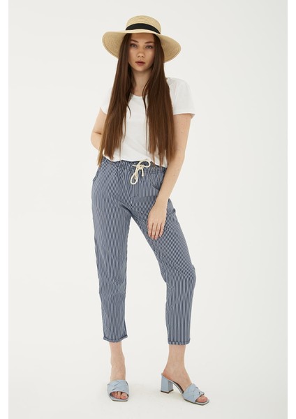 Çizgili Relaxed Fit Pantolon Kadın Pantolon 24Y0344K1