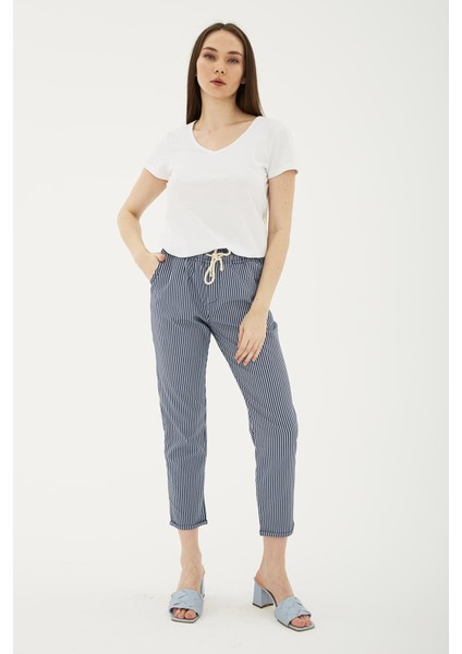 Çizgili Relaxed Fit Pantolon Kadın Pantolon 24Y0344K1 fiyatları