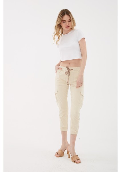 Yüksek Bel Regular Fit Jogger Kargo Pantolon Pantolon 24Y0311K1