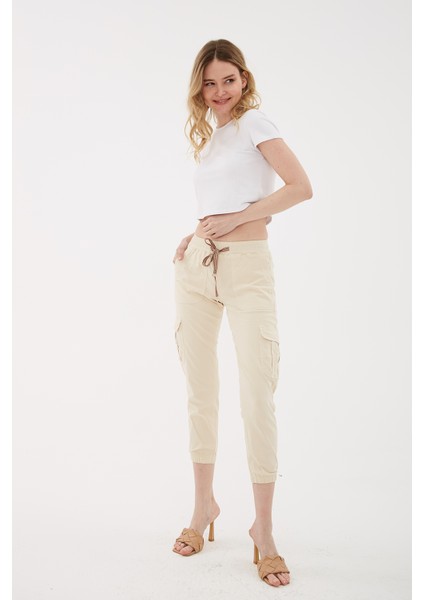 Yüksek Bel Regular Fit Jogger Kargo Pantolon Pantolon 24Y0311K1 fırsatları