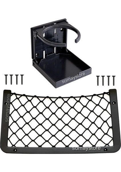 Tekne Seti 1 Adet Katlanır Bardaklık 1 Adet Eşya Filesi 32X17CM Siyah