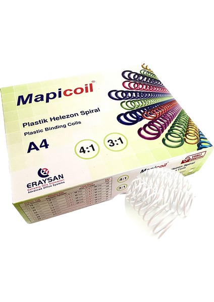 Mapicoil 3:1 Plastik Helezon Spiral 22MM Beyaz 50 Ad. 36 Lop