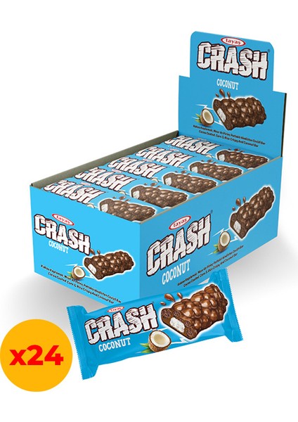 Crash Hindistan Cevizli Pirinç Patlaklı Bar Kutu 40 Gram x 24 Adet Kutulu