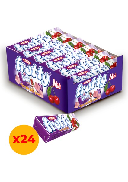 Frutty Midi Vişneli Yumuşak Şeker 20 Gr X 24 Adet Kutulu