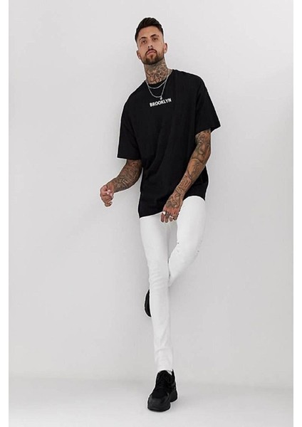Erkek Siyah Brooklyn Baskılı Tshirt