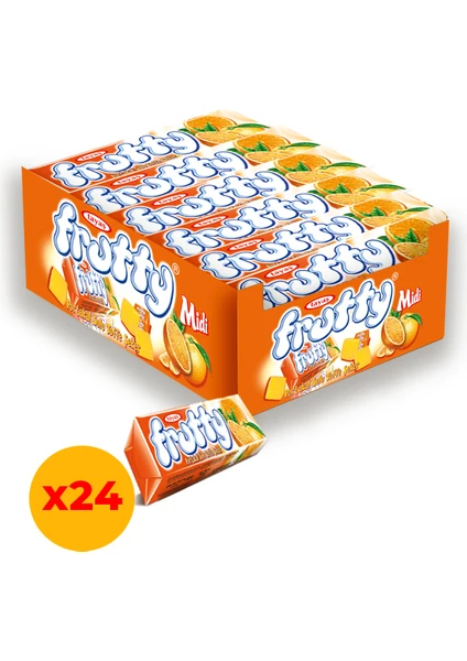 Frutty Midi Portakallı Yumuşak Şeker 20 Gr X 24 Adet Kutulu