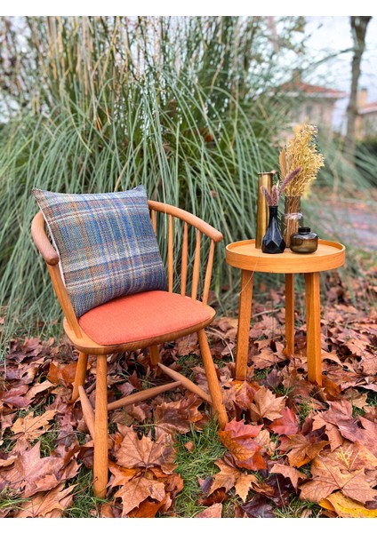 Ekose Desenli Lacivert Yastık Kılıfı