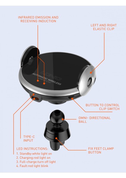 Ldnıo Manyetik Araç Içi Hızlı Şarj Telefon Tutucu 360 MA20