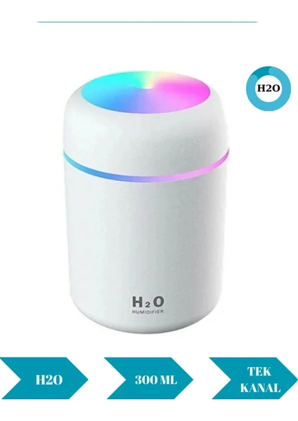 H2O Humidifier 300 ml Ulrasonik Hava Nemlendirici Buhar Makinesi ve Aroma Difüzörü