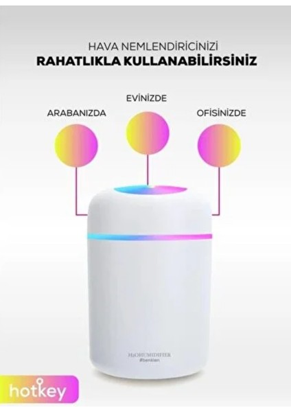 H2O Humidifier 300 ml Ulrasonik Hava Nemlendirici Buhar Makinesi ve Aroma Difüzörü