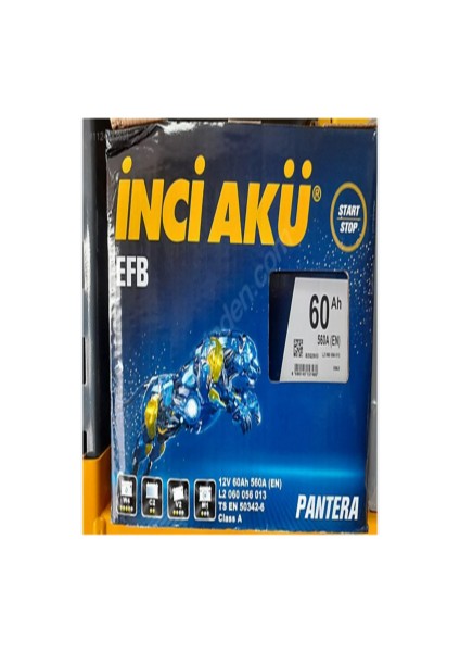 12V 60 Amper Efb (Start-Stop) Inci Akü.!! Güncel - Yeni Üretim.!!