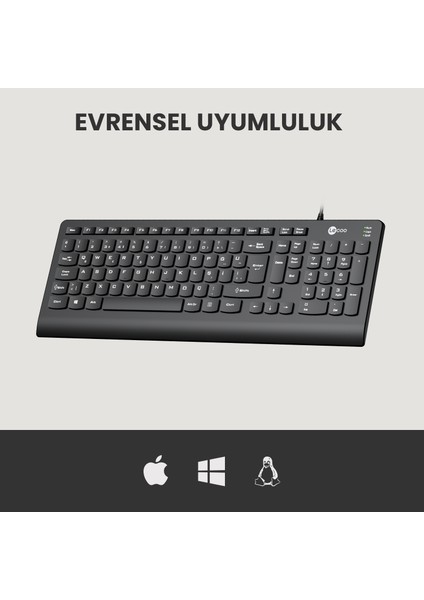 Lenovo Lecoo KB103 USB Kablolu Türkçe Q Klavye Siyah