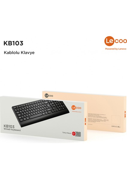 Lenovo Lecoo KB103 USB Kablolu Türkçe Q Klavye Siyah