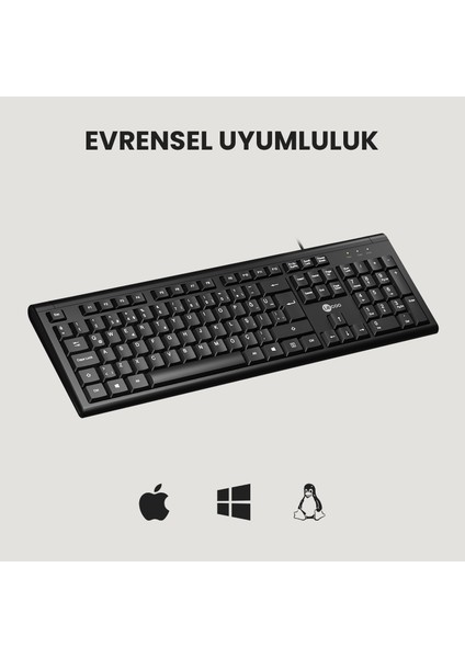 Lenovo Lecoo KB101 USB Kablolu Türkçe Q Klavye Siyah