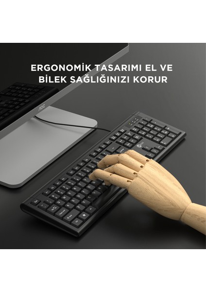 Lenovo Lecoo KB101 USB Kablolu Türkçe Q Klavye Siyah