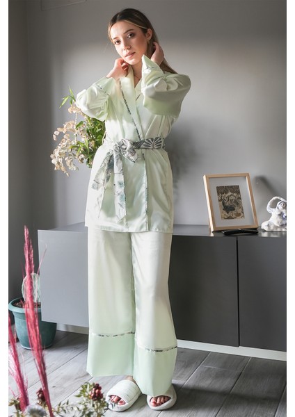 Mita Concept Su Yeşili Kimono-Pantolon Takım