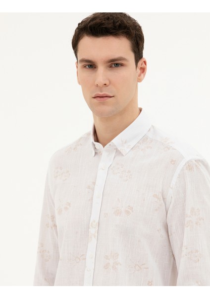 Erkek Bej Regular Fit Uzun Kollu Gömlek 50284207-VR011