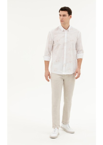Erkek Bej Regular Fit Uzun Kollu Gömlek 50284207-VR011