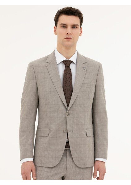 Erkek Açık Kahverengi Slim Fit Takım Elbise 50285267-VR002