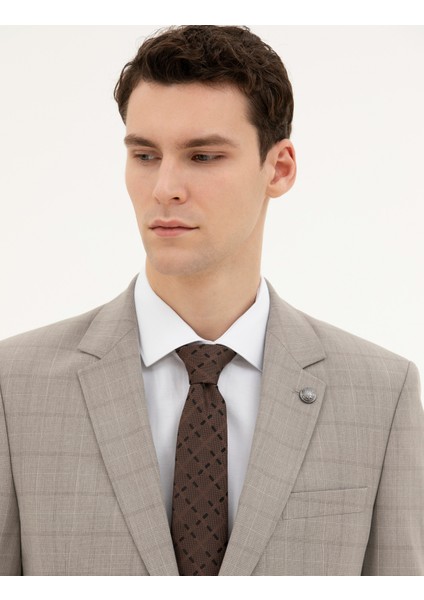 Erkek Açık Kahverengi Slim Fit Takım Elbise 50285267-VR002