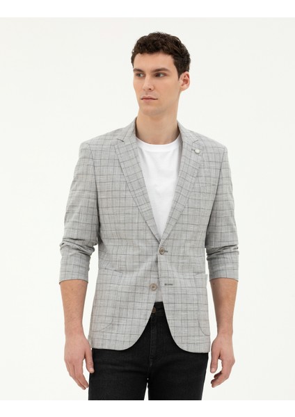 Erkek Gri Ex. Slim Fit Yün Karışımlı Ceket 50284931-VR024