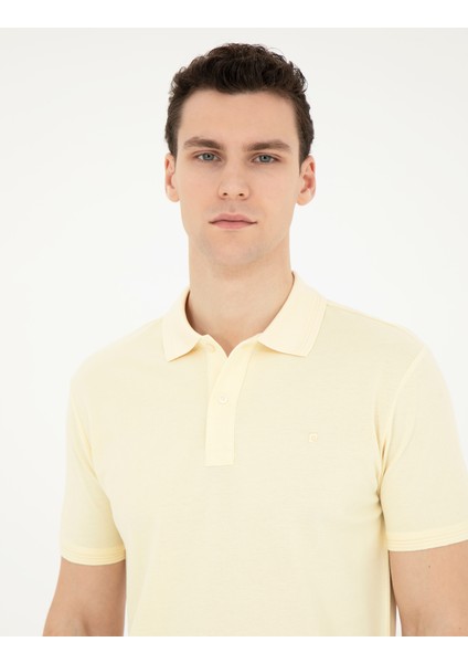 Pierre Cardin Erkek Sarı Slim Fit Basic Tişört 50280754-VR035