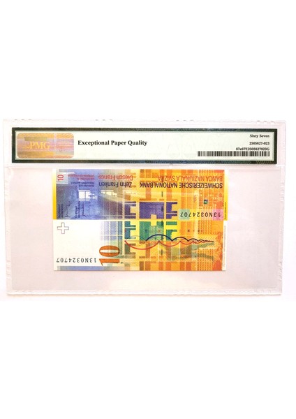Isviçre Switzerland 10 Francs 2013 Pmg Sertifikalı 67 Epq - Çil Banknot Serifikali fiyatları