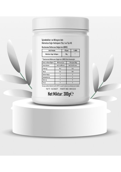 Katkısız ve Aromasız Hidrolize Peptit Kollajen 300 Gram modelleri