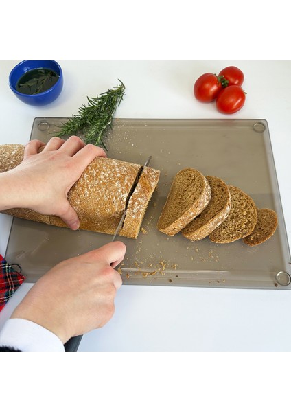 Kanallı Cam Kesme Tahtası - Cam Kesme Tablası | Bronz Cam | 25CM x 35CM | Patentli Ürün