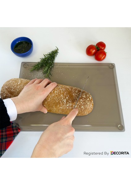 Kanallı Cam Kesme Tahtası - Cam Kesme Tablası | Bronz Cam | 25CM x 35CM | Patentli Ürün modelleri