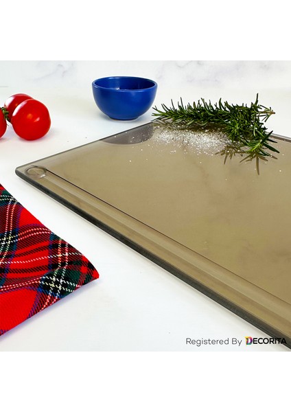 Kanallı Cam Kesme Tahtası - Cam Kesme Tablası | Bronz Cam | 25CM x 35CM | Patentli Ürün fırsatları