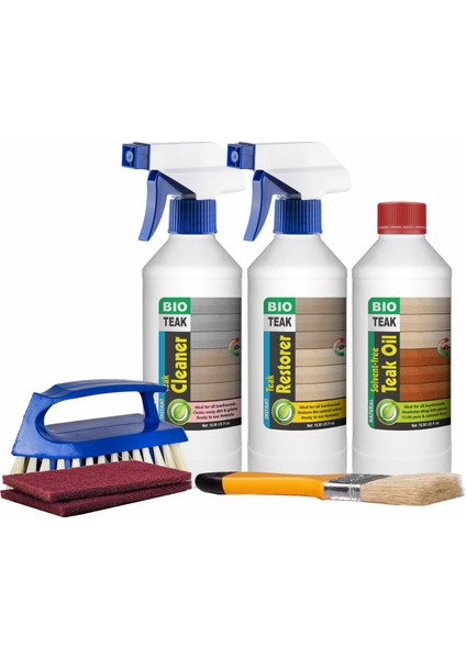Bıo-Teak Care Kıt / Standard (3 x 500 Ml) 3 Aşamalı Kullanıma Hazır Teak Bakım Seti