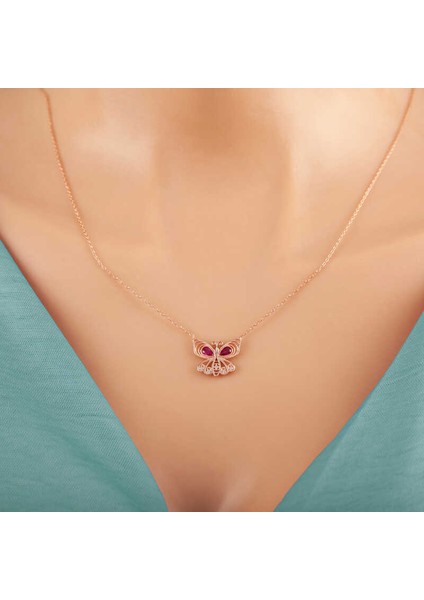 925 Ayar Gümüş Rose Kelebek Kadın Kolye fırsatları