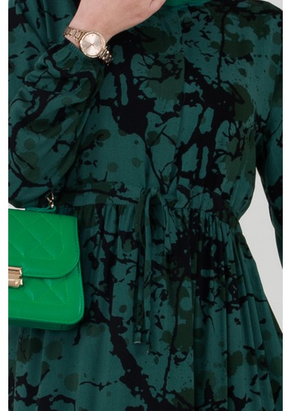 Miray Beli Tünelli Viskon Elbise-Petrol fırsatları