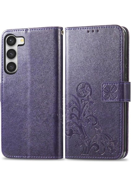 Samsung Galaxy S23 Dört Yapraklı Yonca Zarif Iş Çevirme Telefon Kılıfı (Yurt Dışından)