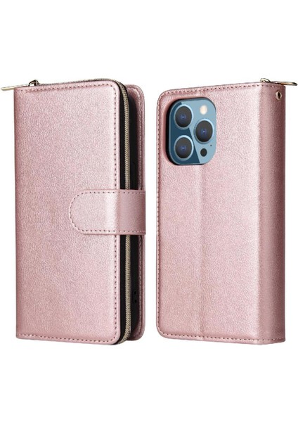 Iphone 13 Için Pro Max Çevirin Fermuar Cep Kart Tutucu Cüzdan 9 Telefon Kılıfı (Yurt Dışından)