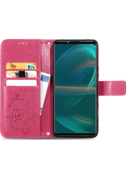 Sony Xperia 5 Iii Dört Yapraklı Yonca Kısa Kayış Flip Deri Telefon Kılıfı (Yurt Dışından) fırsatları