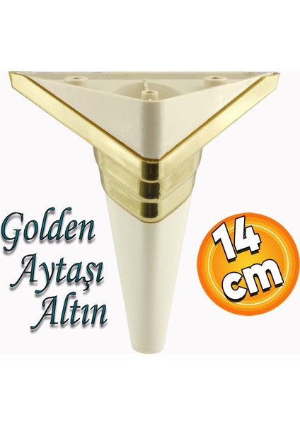 Golden Köşe Lüks Mobilya Grubu Kanepe Sehpa Tv Ünitesi Koltuk Ayağı 14 cm Krem Altın Baza Ayakları