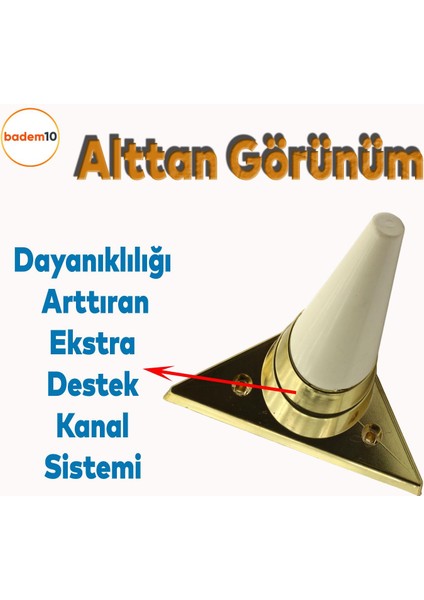 Golden Köşe Lüks Mobilya Grubu Kanepe Sehpa Tv Ünitesi Koltuk Ayağı 14 cm Krem Altın Baza Ayakları fırsatları