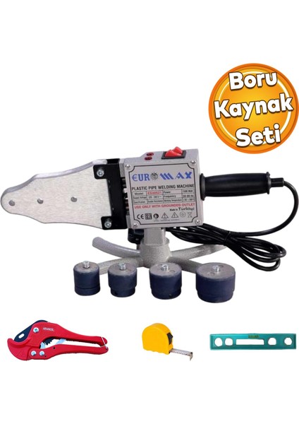 Euromax Metre Terazi Plastik Boru Kaynak Kesme Aleti Makinesi 1500 W Endüstriyel Makina Pafta Seti