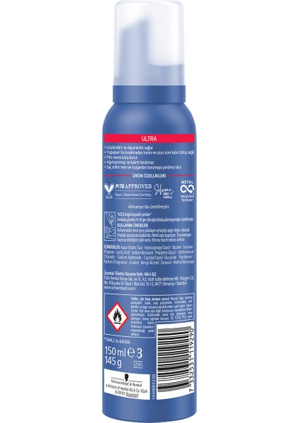 Saç Köpüğü Ultra Güçlü 150 ml